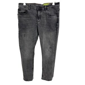 Being Human Men's 34 Cropped Fit Denim Faded Black Distressed Jeans Skater Urban